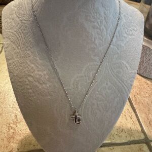 Silver Necklace with T Initial Pendant